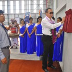 3.Chairman SriLankan Airlines, Mr. Nishantha Wickremasinghe unveiling the plaque at the commissioning ceremony of the new the A320 flight hangar while the Head of Engineering Priyantha Rose looks on.