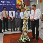 2.Chairman SriLankan Airlines Mr. Nishantha Wickremasinghe ceremoniously lighting the oil lamp while the SriLankan Engineering team looking on.