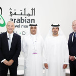 At ATM from left to right, Thierry Antinori, Executive Vice President and Chief Commercial Officer, Emirates, Ghaith Al Ghaith, CEO, flydubai, His Excellency Helal Saeed Almarri, CEO, DWTC and Director General, DTCM, Neil Jones, Chief Sales and Marketing Office, MEA, Marriot International